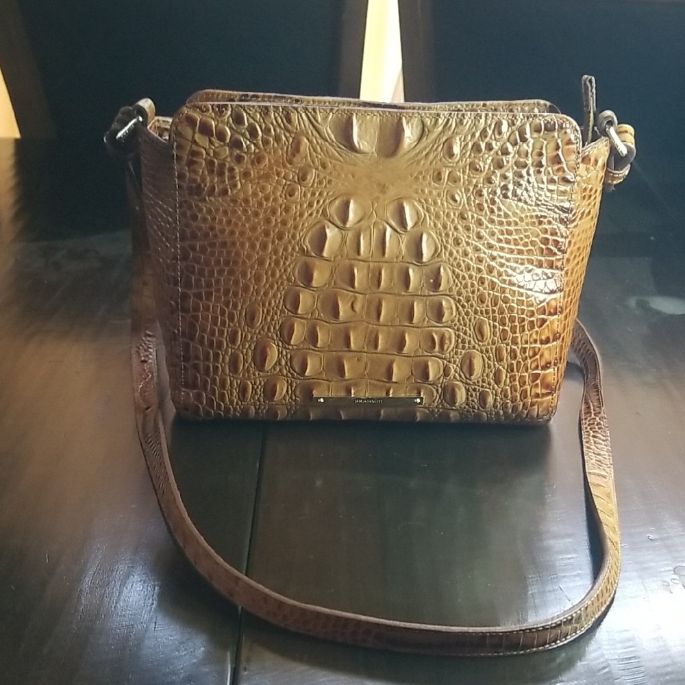 Brahmin Hillary Pecan Crocodile-Embossed Crossbody